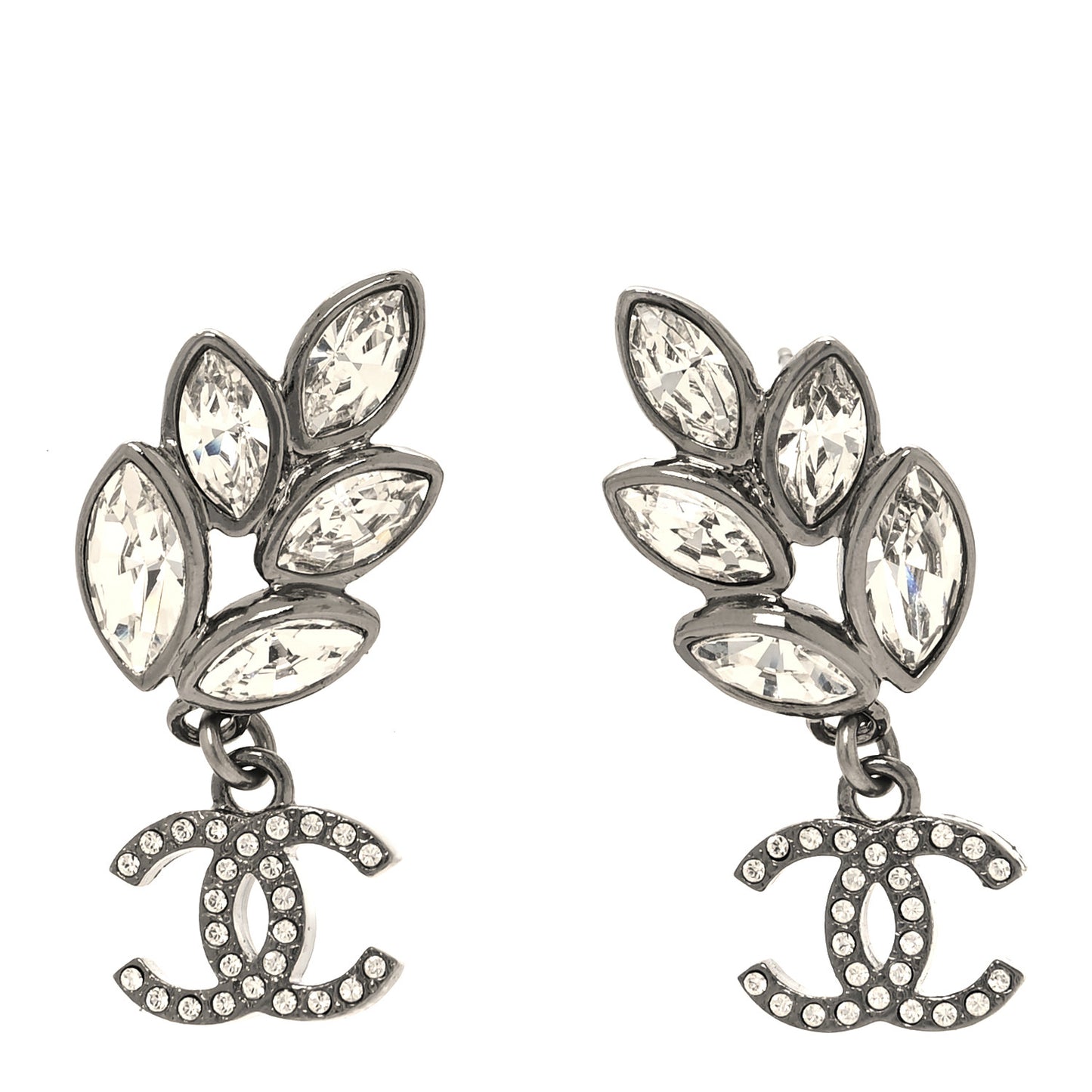 Crystal Sparkling Wheat CC Drop Earrings Silver