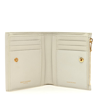 Saint Laurent Grain De Poudre Monogram Uptown Compact Wallet Blanc Vintage 5 of 7