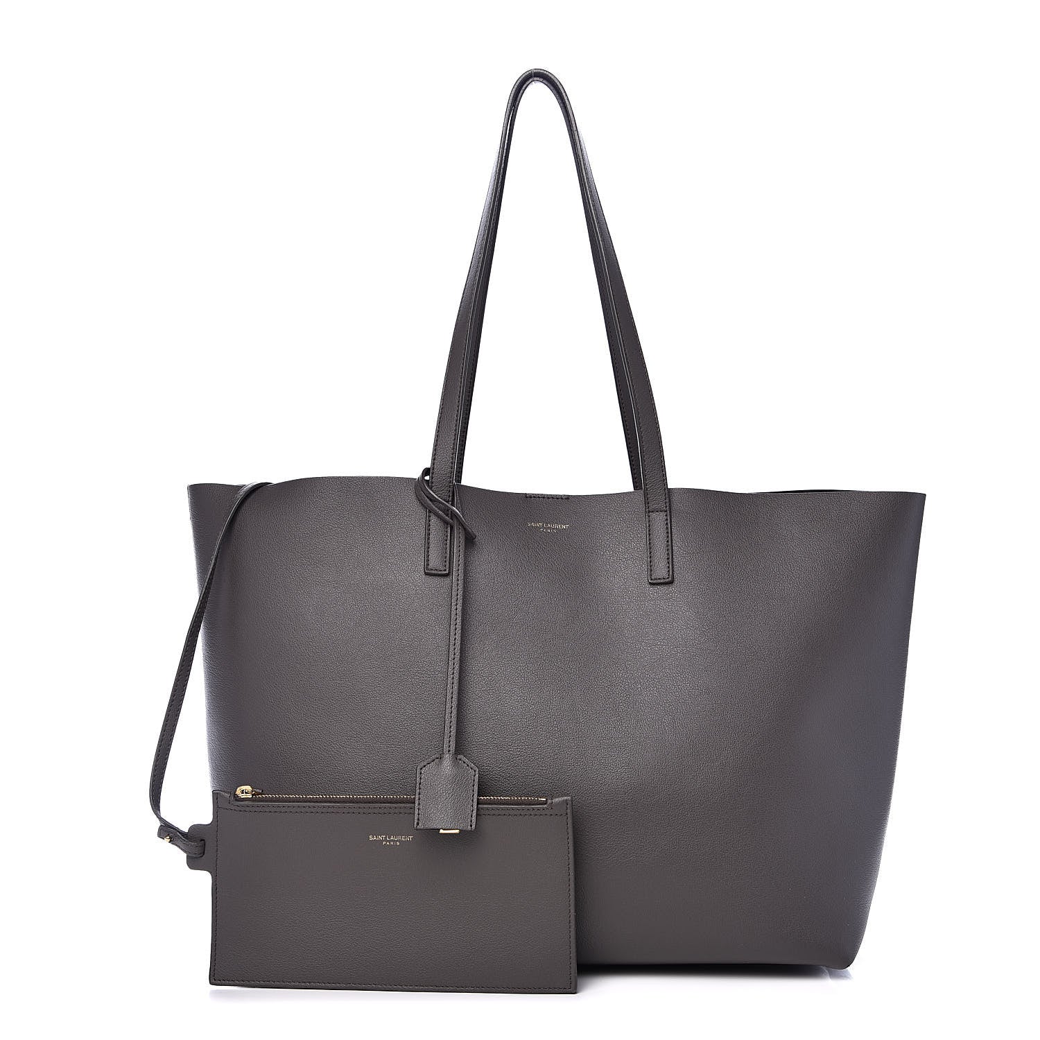 Saint Laurent Calfskin Large Shopping Tote Earth 1 of 15