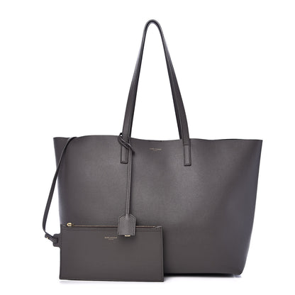 Saint Laurent Calfskin Large Shopping Tote Earth 1 of 15