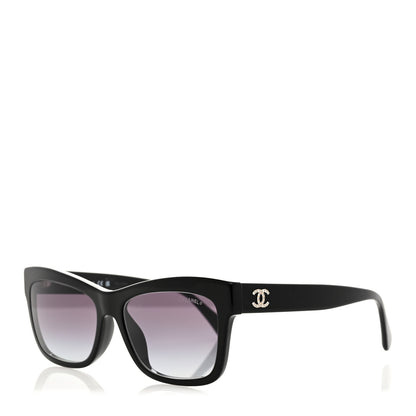 Chanel Acetate Crystal CC Rectangle Sunglasses 5496-B Black 1 of 7
