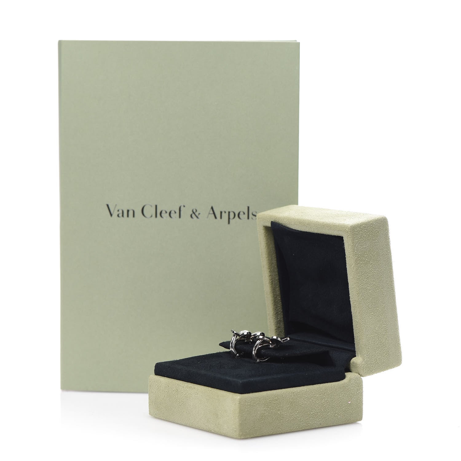 Van Cleef & Arpels 18K White Gold Diamond Small Frivole Earrings 5 of 5