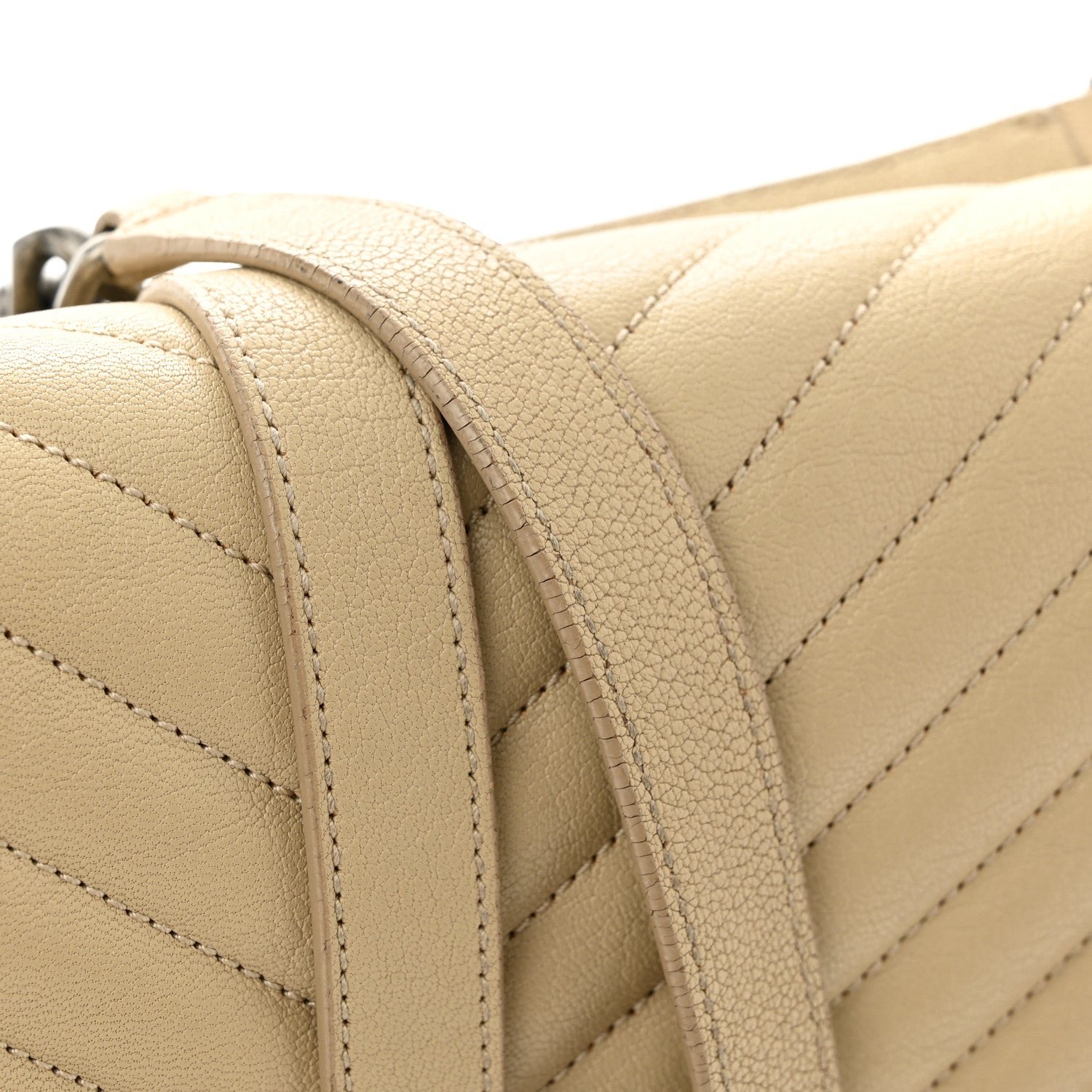 Saint Laurent Sheepskin Matelasse Chevron Monogram Large College Satchel Beige 16 of 18