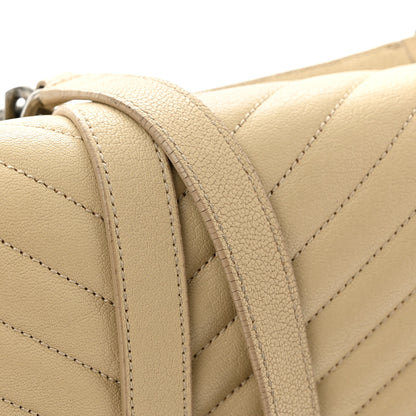 Saint Laurent Sheepskin Matelasse Chevron Monogram Large College Satchel Beige 16 of 18