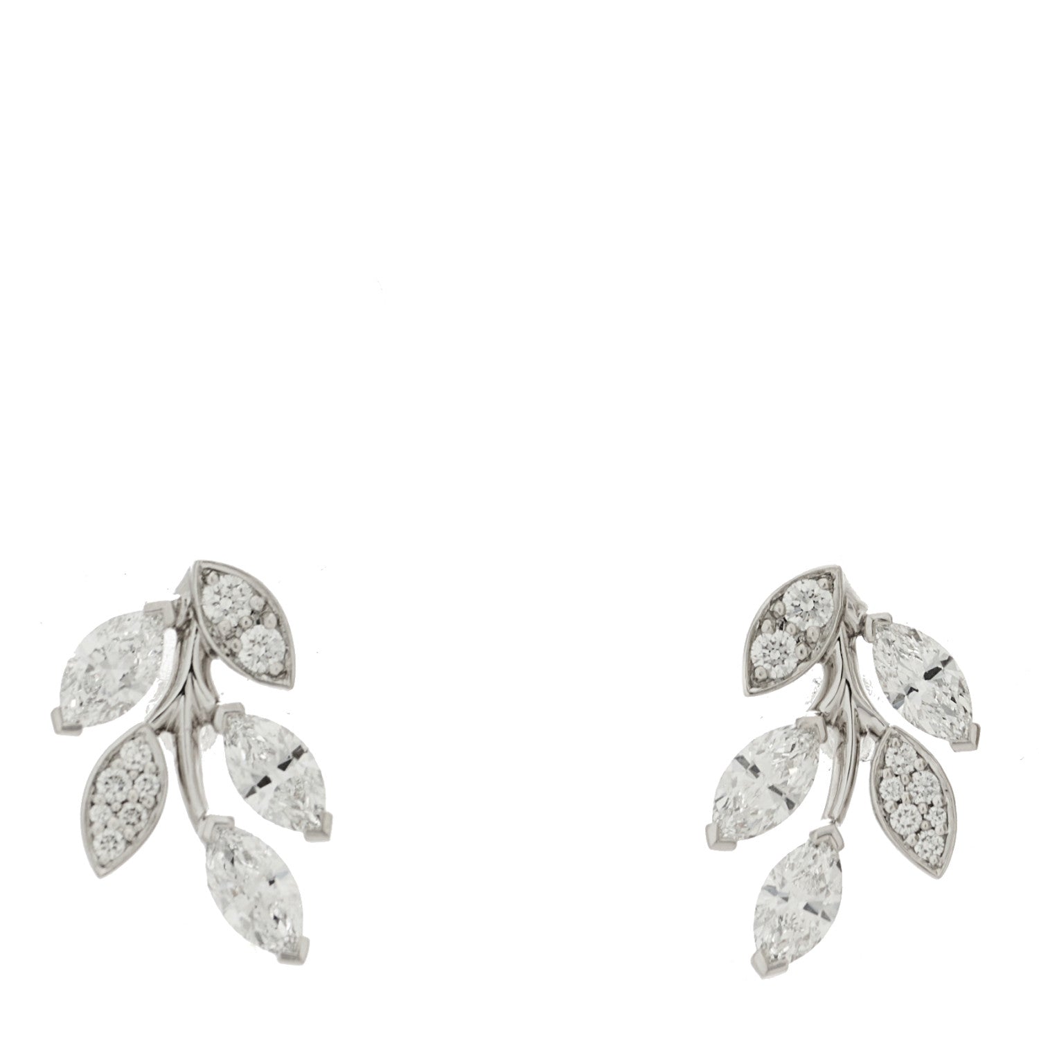 Tiffany Platinum Diamond Small Victoria Vine Earrings 1 of 5