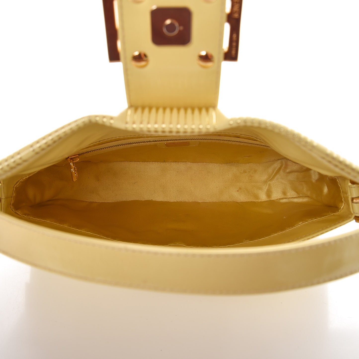 Metallic Calfskin Printed Baguette Yellow Gold