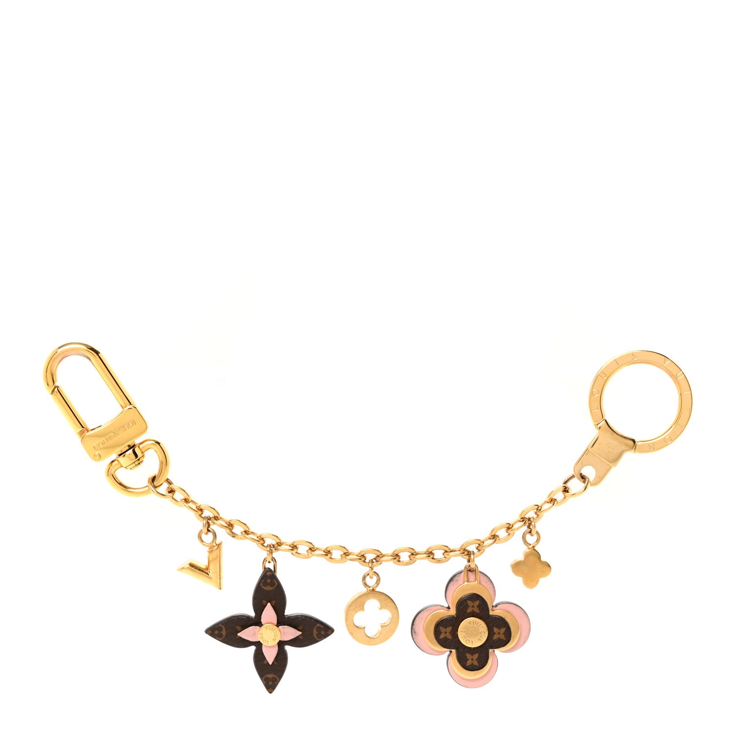 Louis Vuitton Brass Monogram Blooming Flowers Bag Charm Key Holder Rose Ballerine 1 of 7
