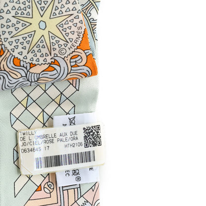 Hermes Silk De l'Ombrelle Aux Duels Twilly Ciel Rose Pale Orange 3 of 3