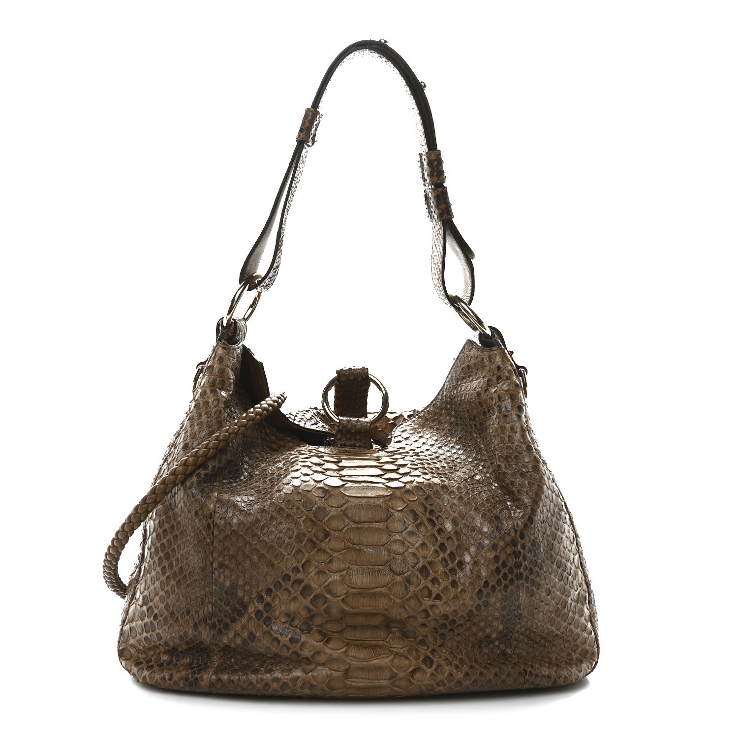 Gucci Snakeskin Medium G Wave Shoulder Bag Caramel 1 of 10