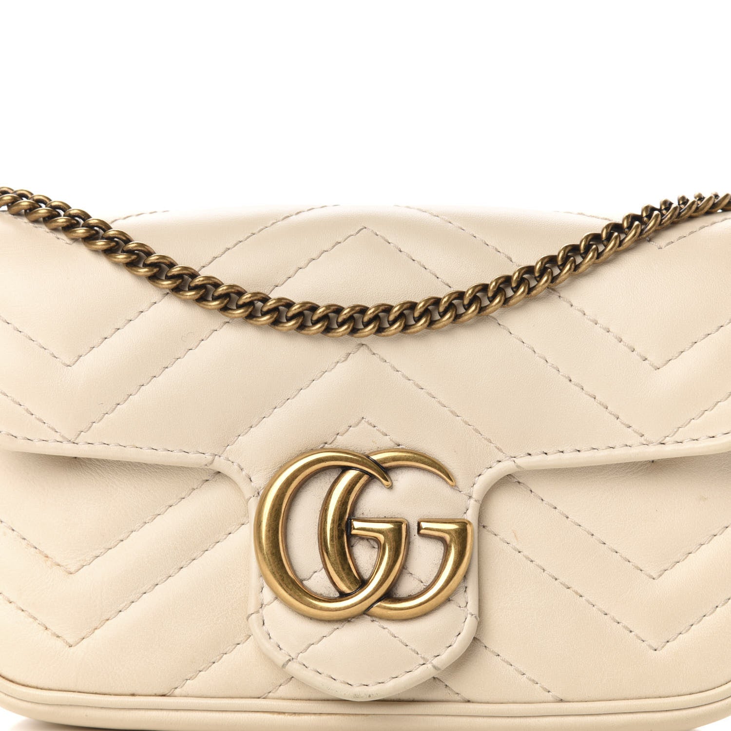Gucci Calfskin Matelasse Super Mini GG Marmont Shoulder Bag White 13 of 13
