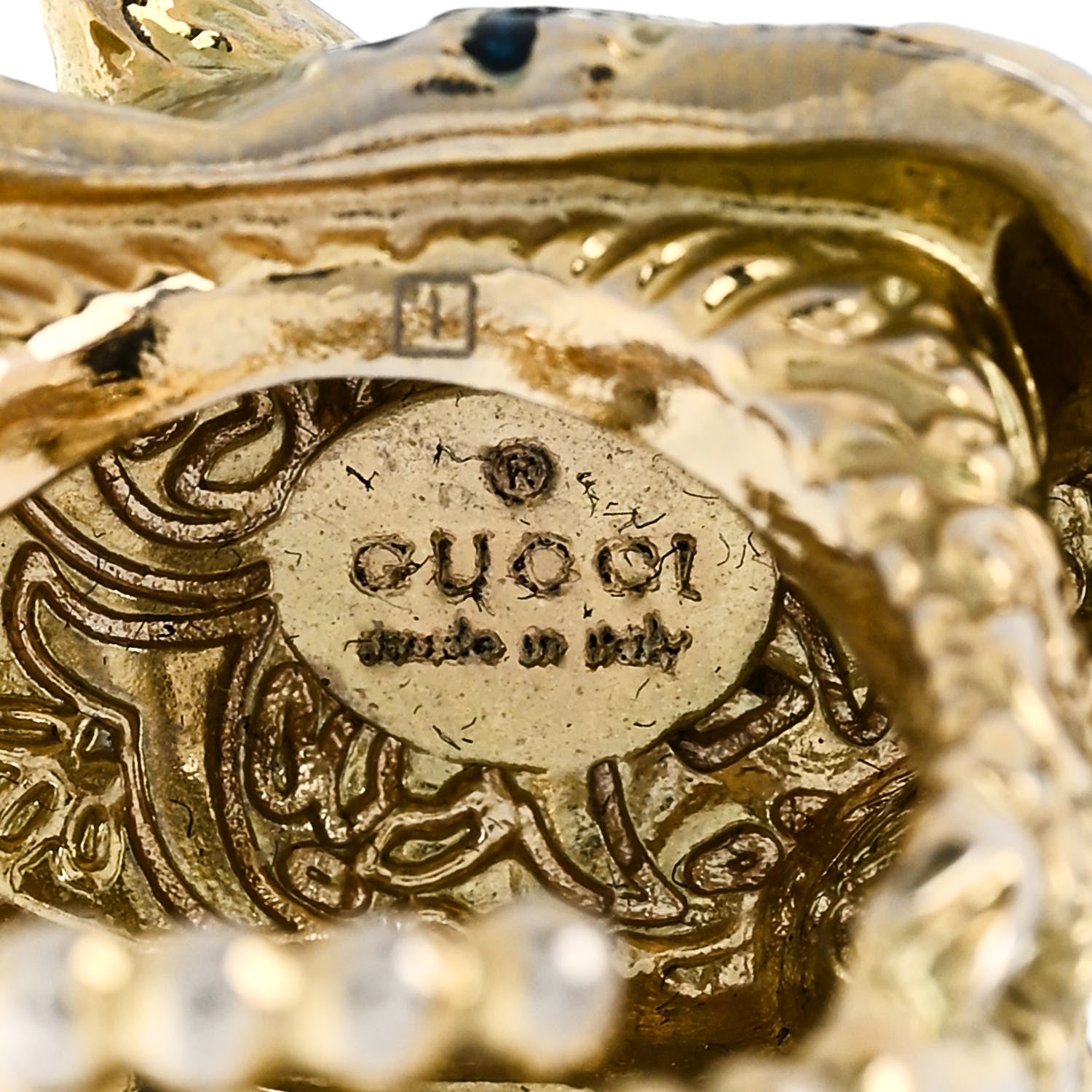 Gucci Metal Crystal Rajah Ring S Gold 7 of 8