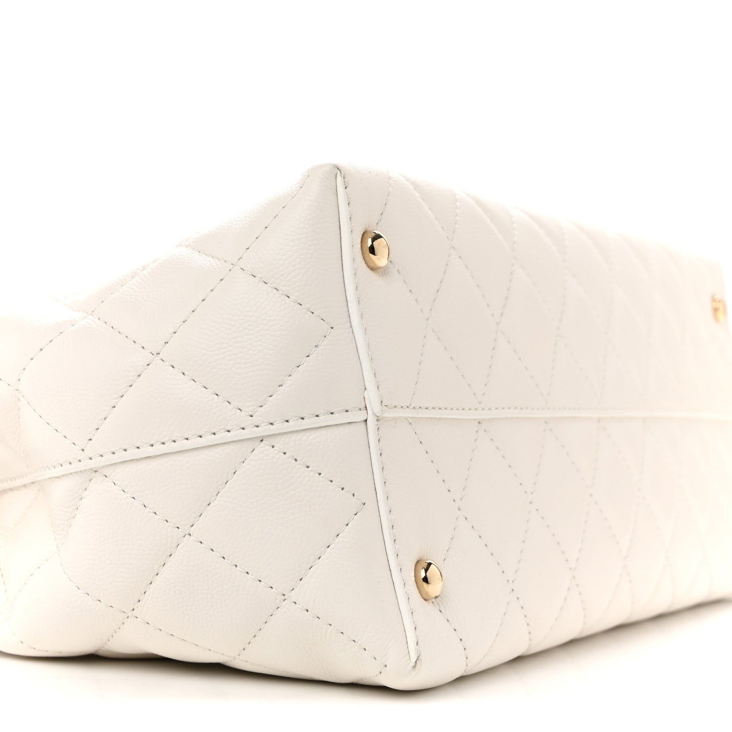 Caviar Quilted Small Shopping Tote White