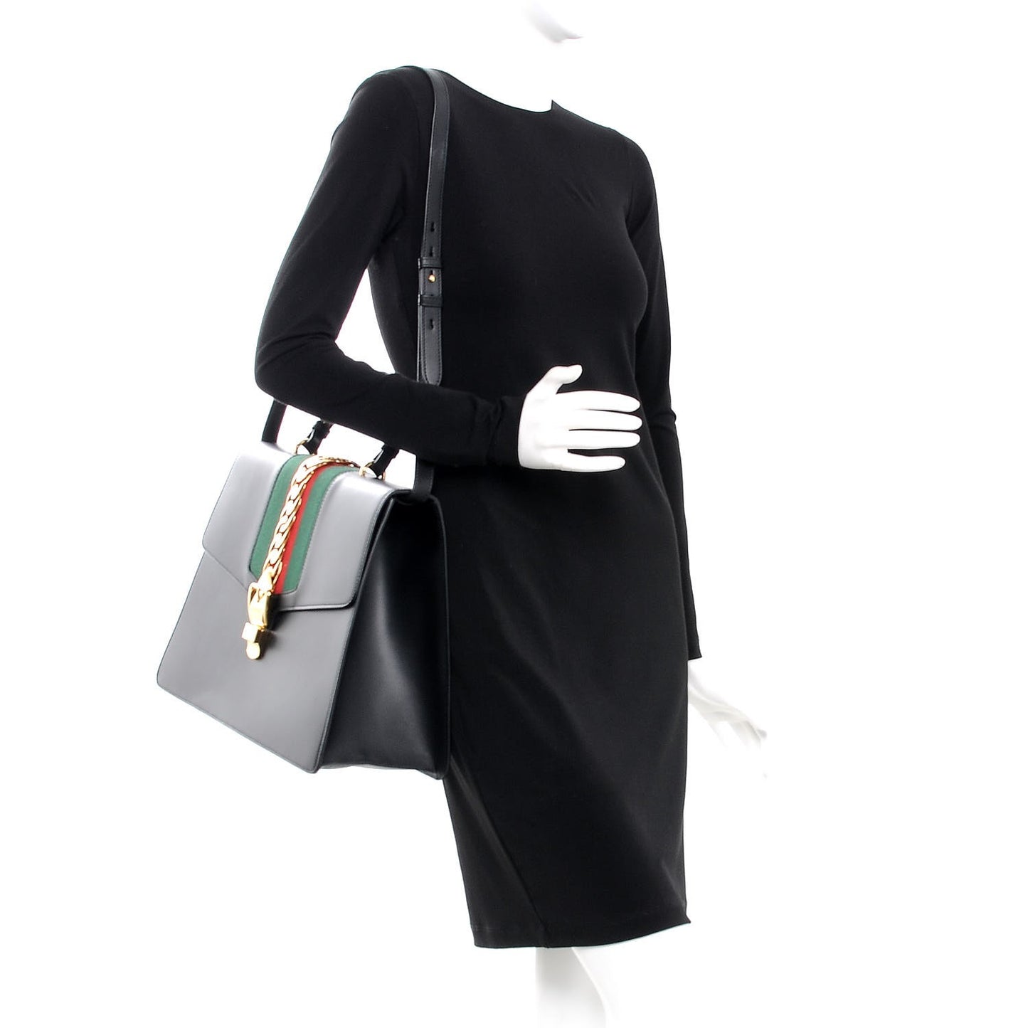 Calfskin Maxi Sylvie Top Handle Bag Black