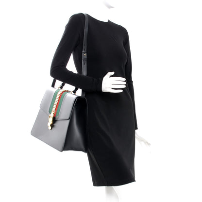 Gucci Calfskin Maxi Sylvie Top Handle Bag Black 2 of 12