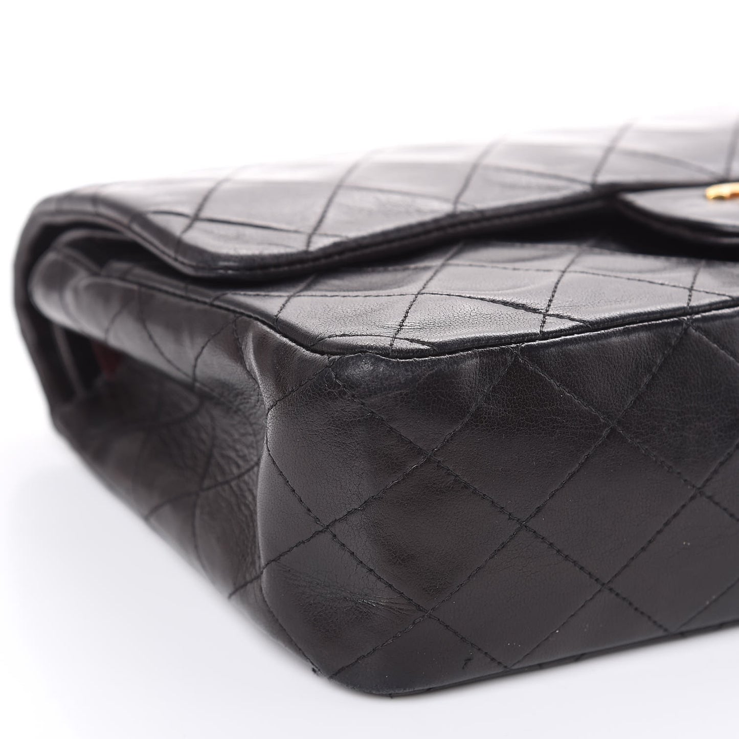 Lambskin Quilted Medium Double Flap Bag Black