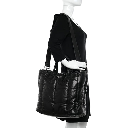 Prada Nappa Bomber North South Tote Black 2 of 9