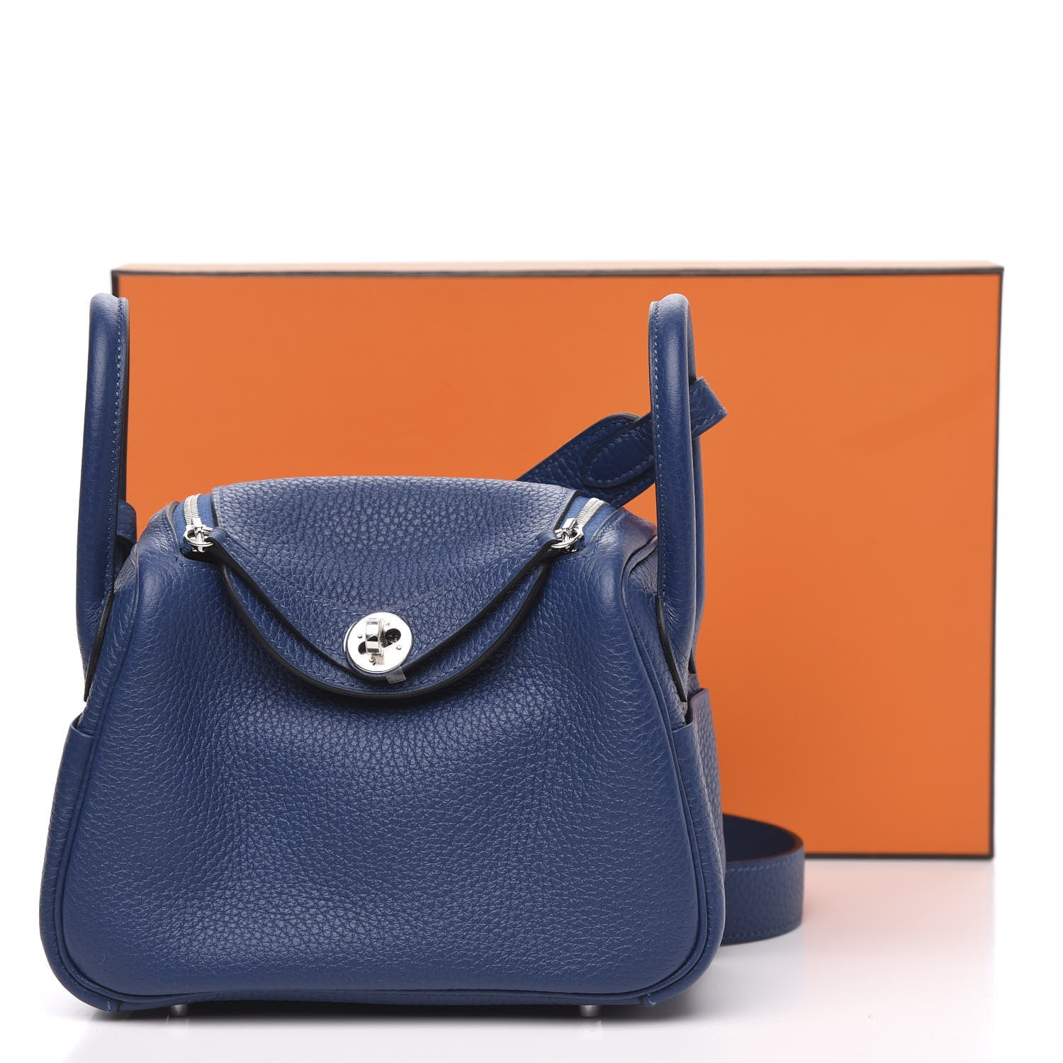 Hermes Taurillon Clemence Mini Lindy 20 Deep Bleu 9 of 9
