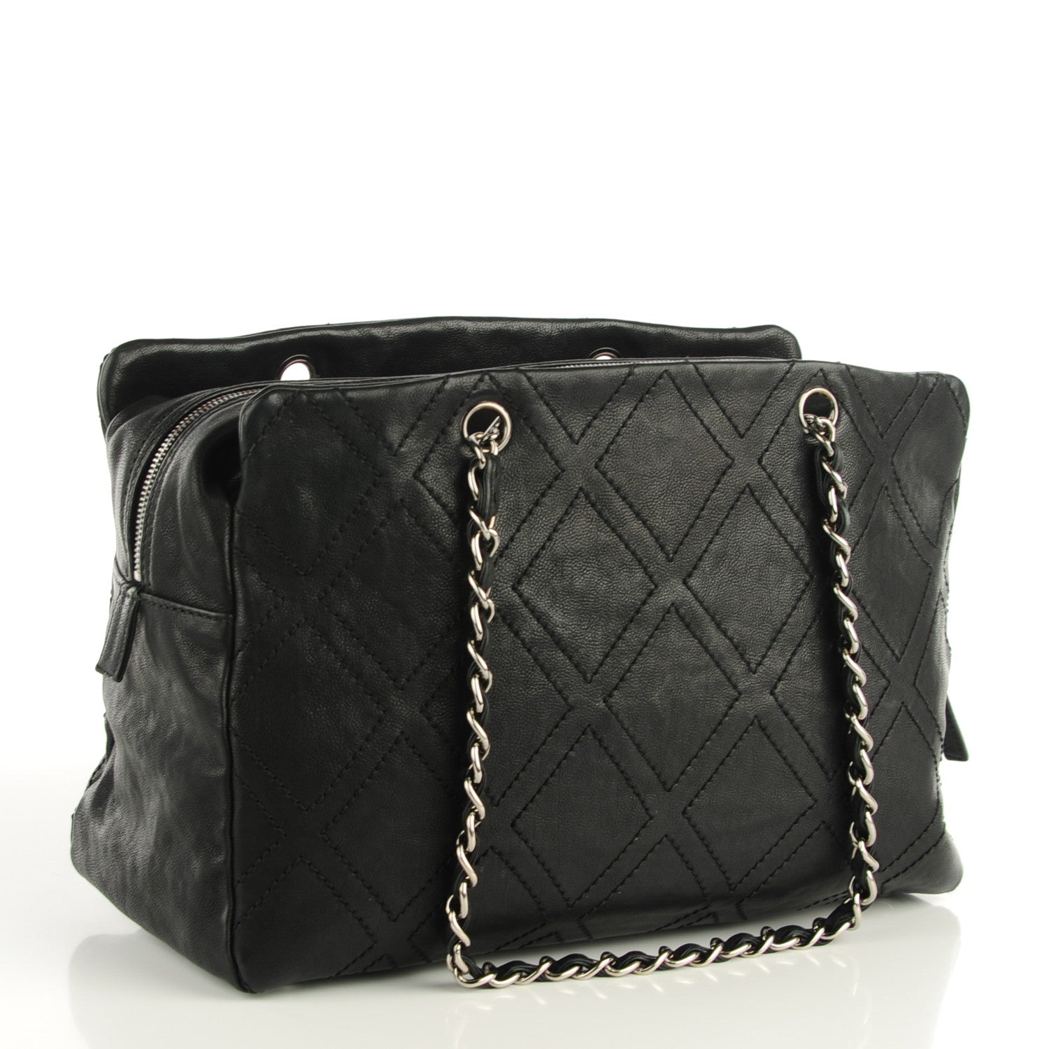 Chanel Calfskin Large Diamond Stitch Tote Black 5 of 8