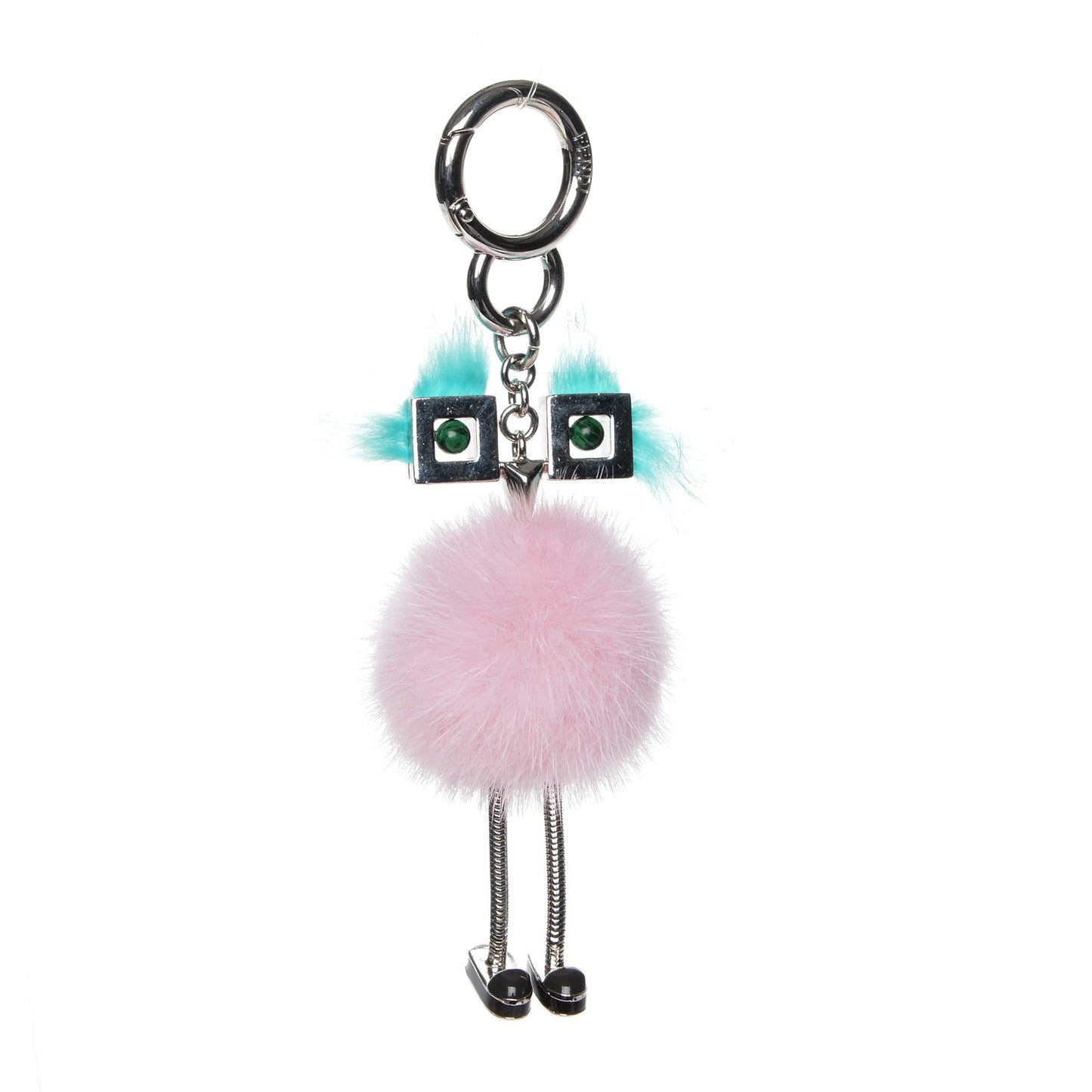 Mink Fur Hypnoteyes Chick Pom Pom Bag Charm Pink Light Blue