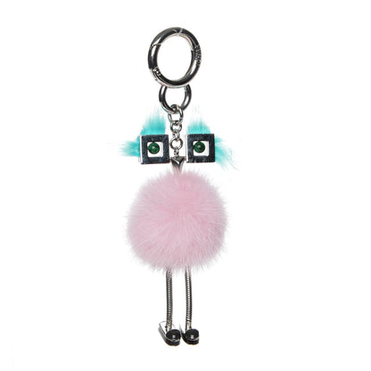 Fendi Mink Fur Hypnoteyes Chick Pom Pom Bag Charm Pink Light Blue 1 of 4