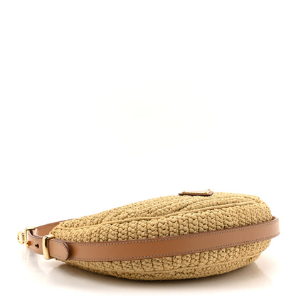 Prada Yarn Raffia Effect Crochet Arque Shoulder Bag Natural 4 of 9