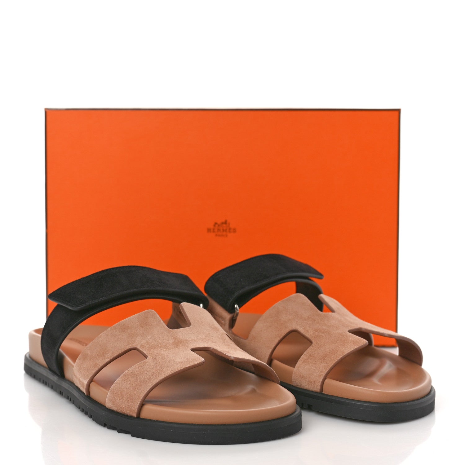 Hermes Suede Goatskin Womens Chypre Sandals 41 Rose Perle Black 10 of 10