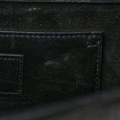 Saint Laurent Calfskin Crocodile Embossed Classic Monogram Tassel Clutch Black 9 of 9