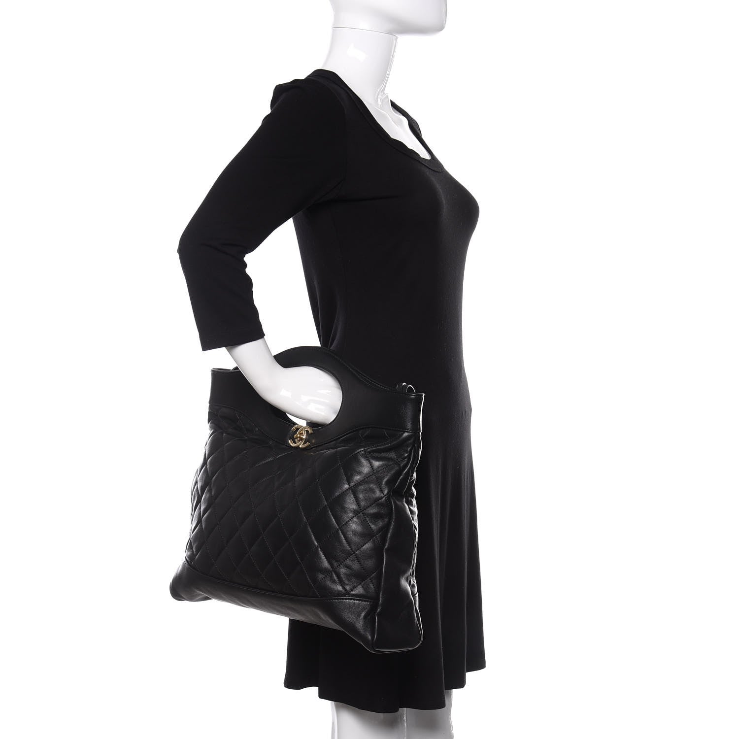 Chanel Lambskin Quilted Large 31 Shopping Bag Black 3 of 10