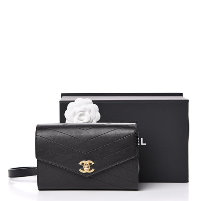 Chanel Calfskin Chevron Stitched Coco Waist Bag Black 11 of 11