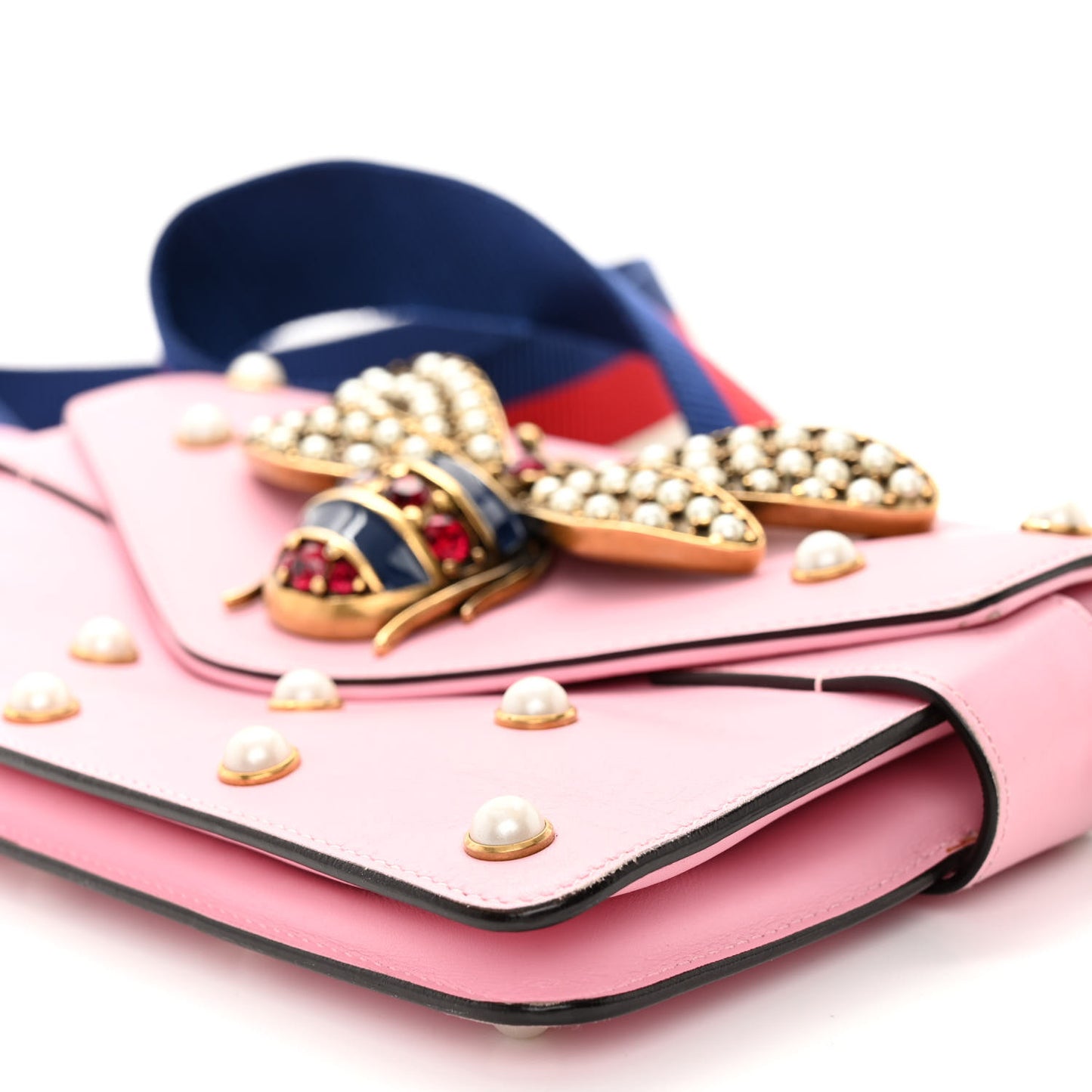 Nappa Pearl Studded Mini Queen Margaret Broadway Shoulder Bag Sugar Pink