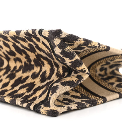 Christian Dior Canvas Mizza Embroidered Small Leopard Book Tote Beige 10 of 14