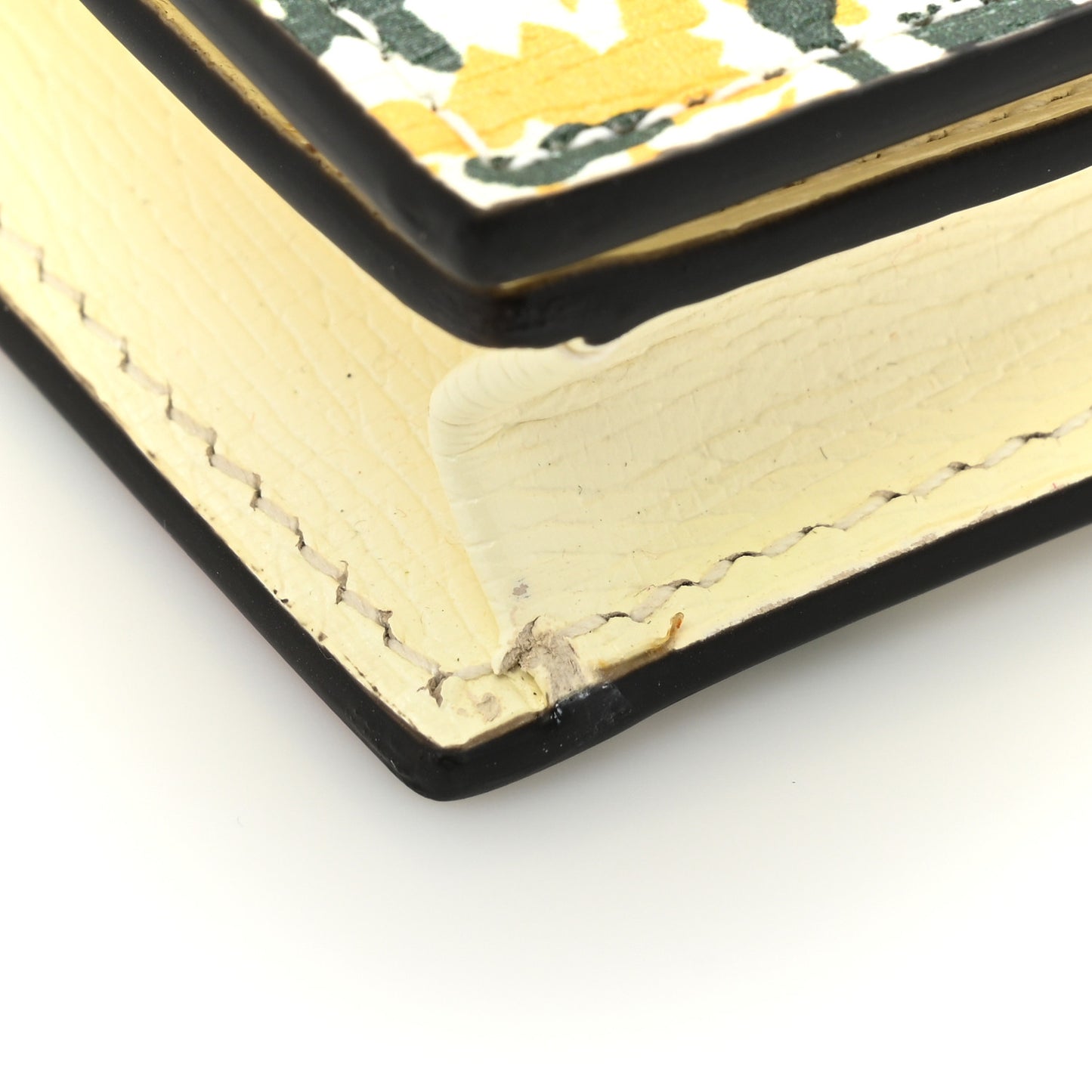 X KEN SCOTT New Shangai Calfskin Jardin D'Avril Floral Print Horsebit 1955 Card Case Wallet Ivory Pink