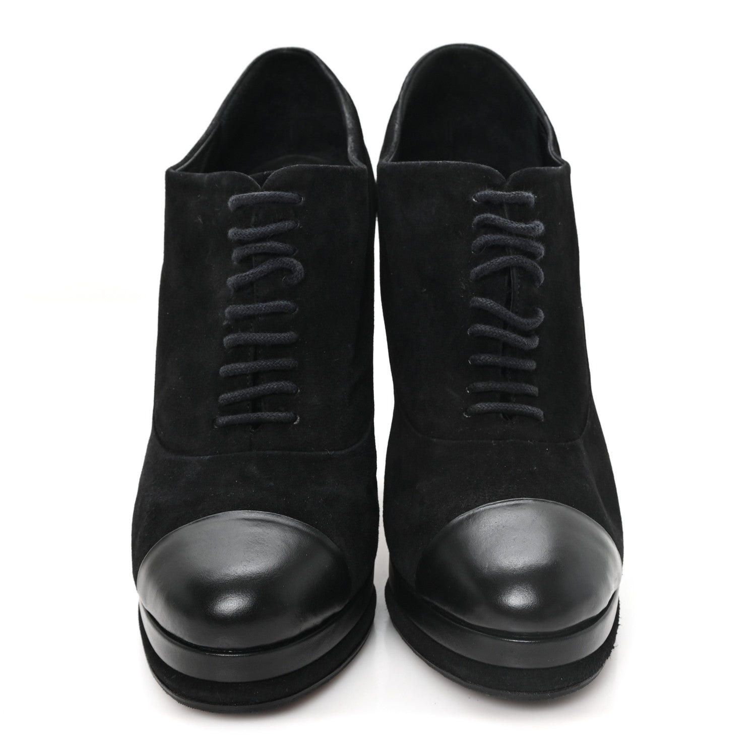 Chanel Suede Cap Toe Lace Up Booties 41 Black 2 of 9