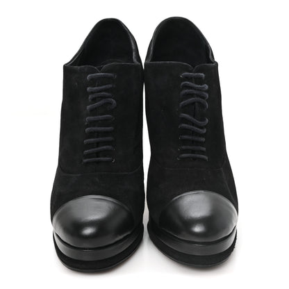 Chanel Suede Cap Toe Lace Up Booties 41 Black 2 of 9