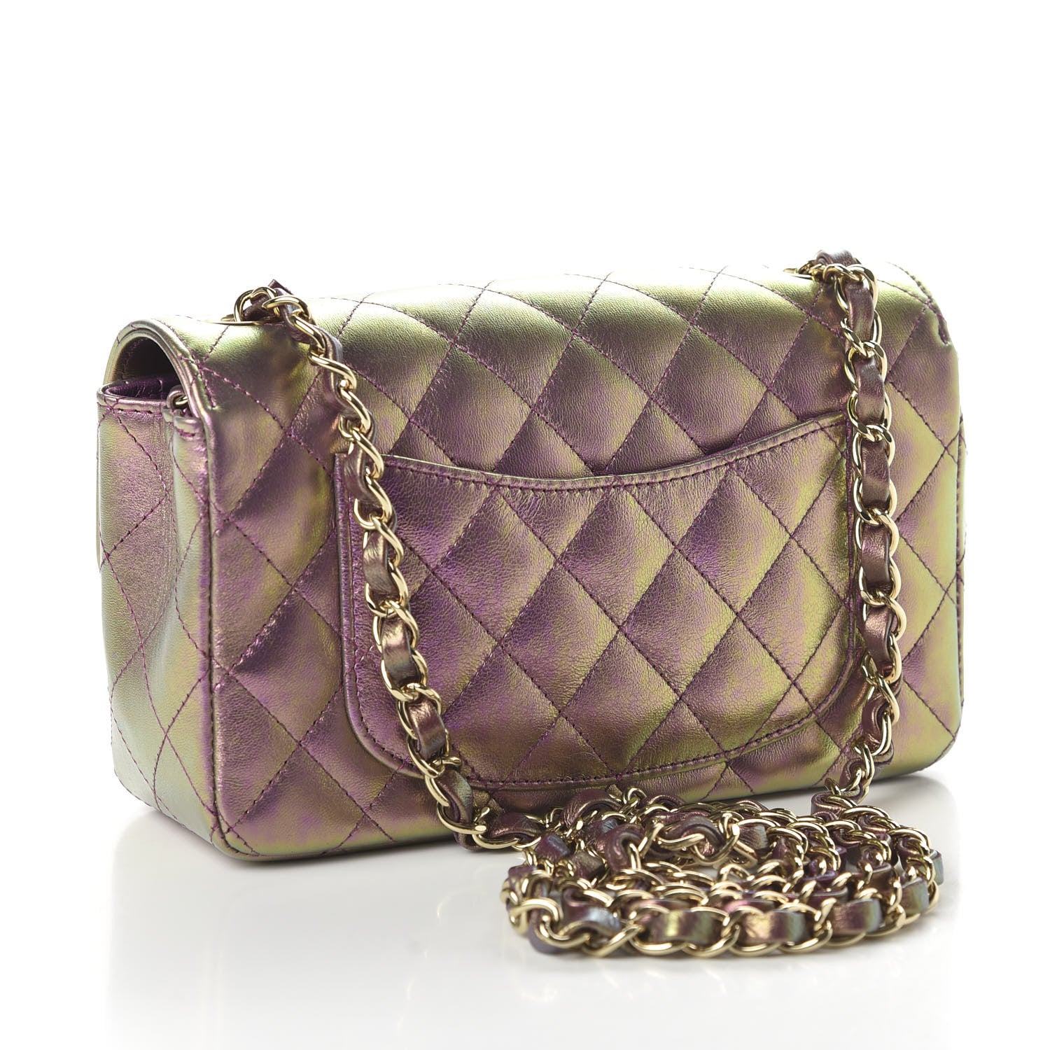 Chanel Iridescent Lambskin Quilted Mini Rectangular Flap Purple 3 of 11
