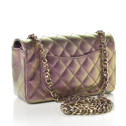 Chanel Iridescent Lambskin Quilted Mini Rectangular Flap Purple 3 of 11