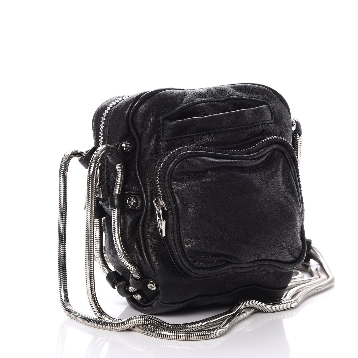 Washed Lambskin Brenda Chain Camera Bag Black