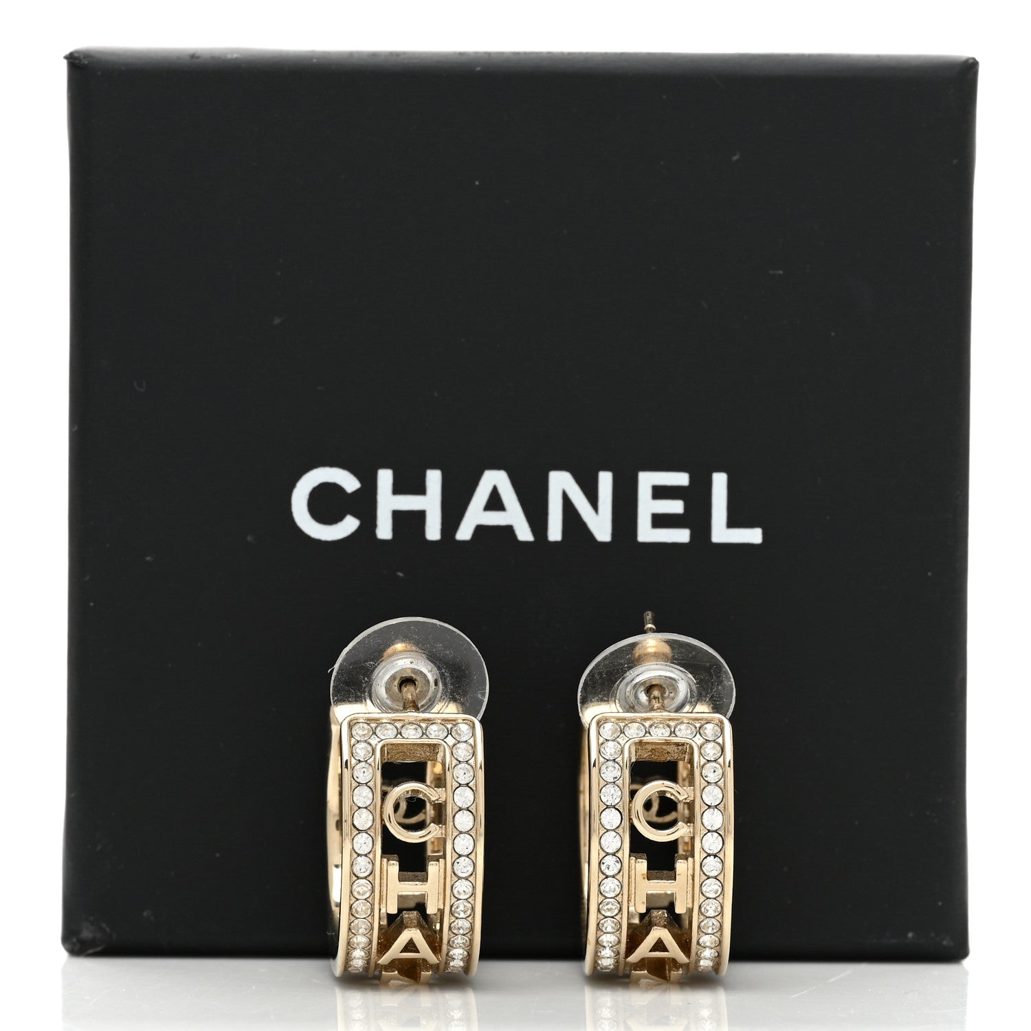 Chanel Metal Crystal Bow-tiful CC Hoop Earrings Gold 5 of 5