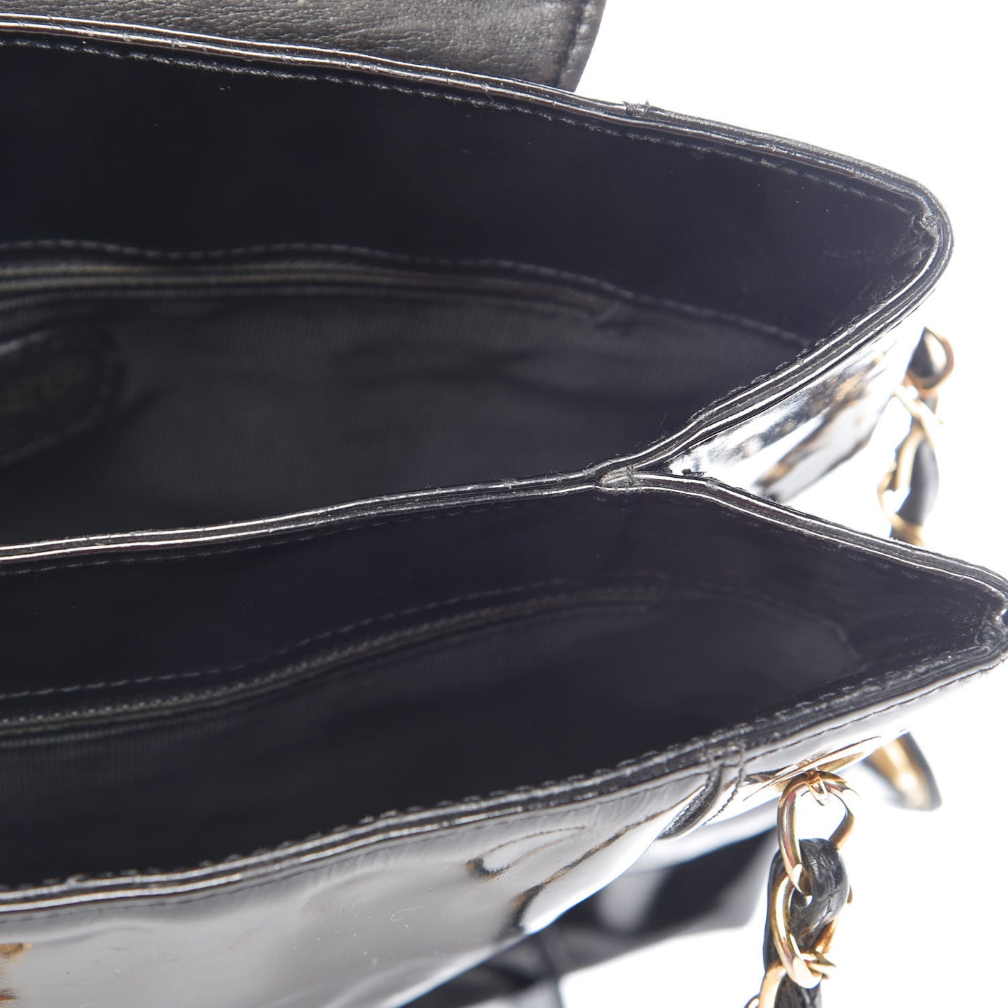 Patent Flap Shoulder Bag Black