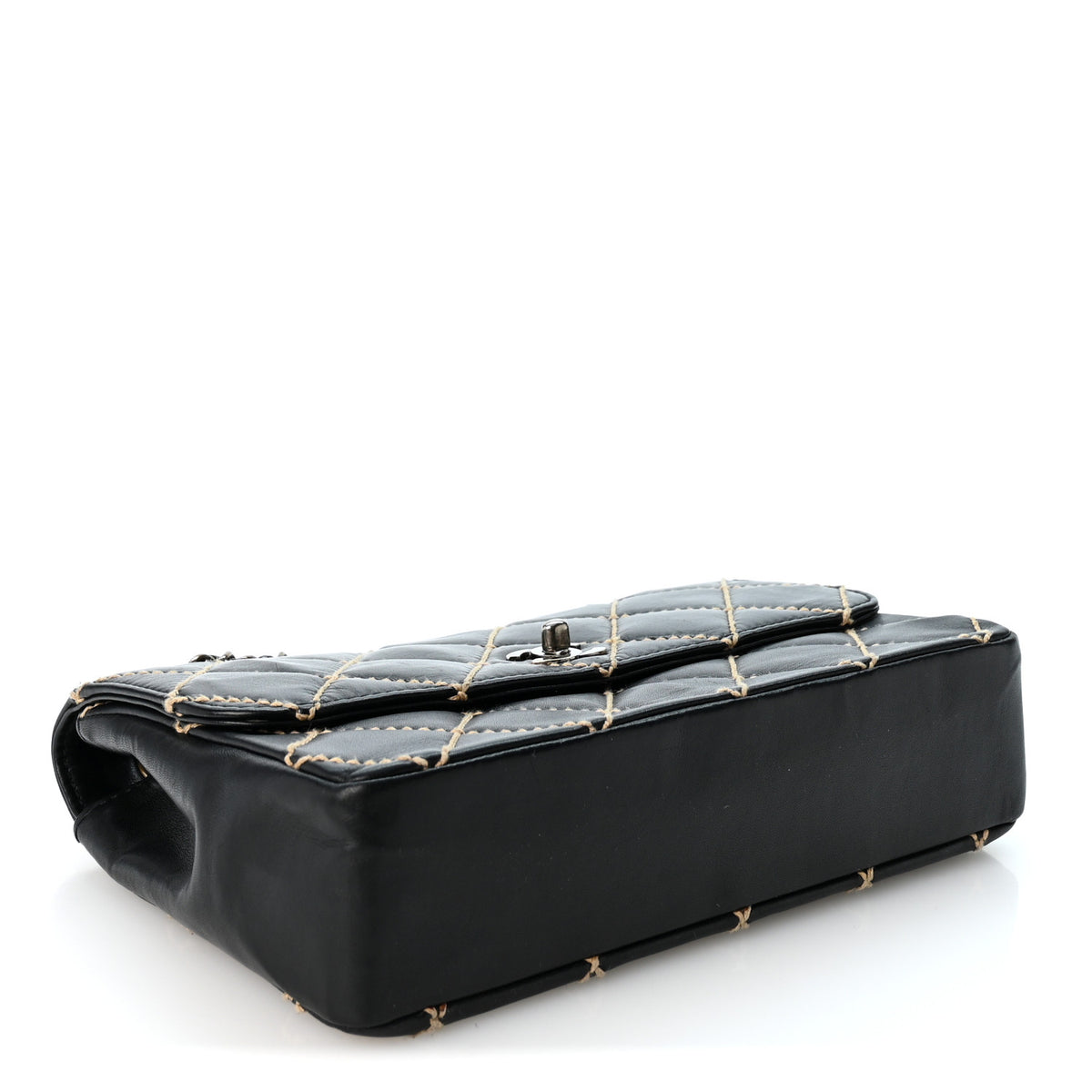 Calfskin Wild Stitch Jumbo Flap Black