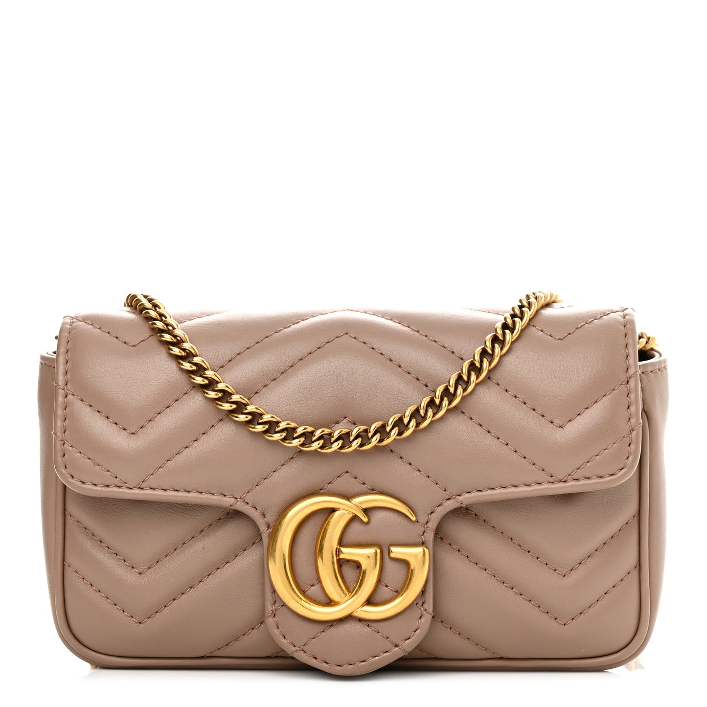 Calfskin Matelasse Super Mini GG Marmont Shoulder Bag Porcelain Rose