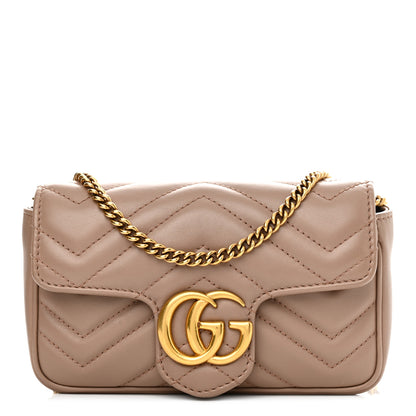 Gucci Calfskin Matelasse Super Mini GG Marmont Shoulder Bag Porcelain Rose 1 of 11