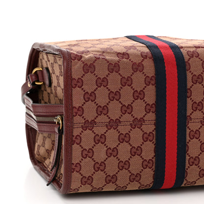 Gucci Monogram Textured Dollar Calfskin Web Mini Ophidia Duffle Bag Sahara Rubino Chardonnay 9 of 10
