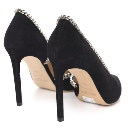 Jimmy Choo Suede Crystal Lilian 100 Pumps 37.5 Black 4 of 8