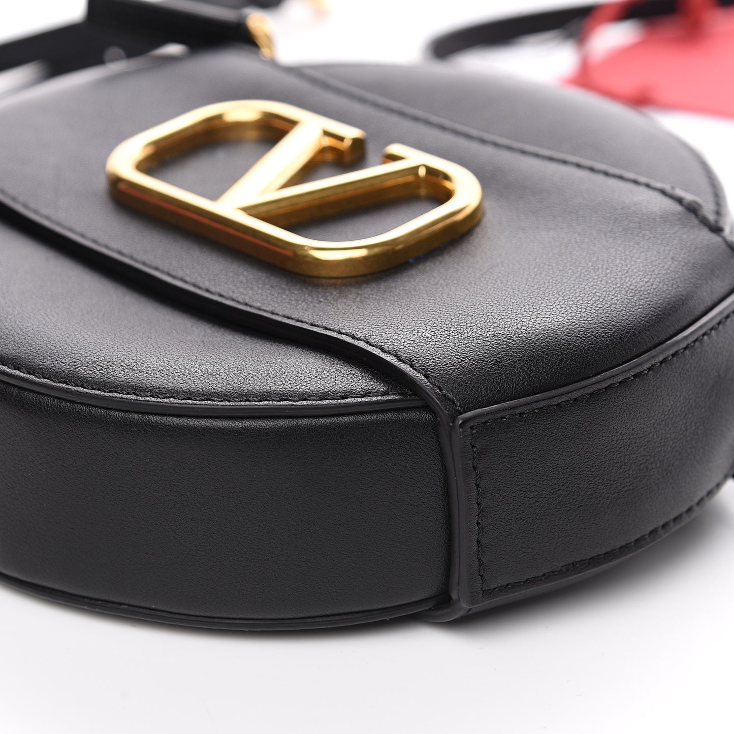 Calfskin VLogo Round Crossbody Bag Black