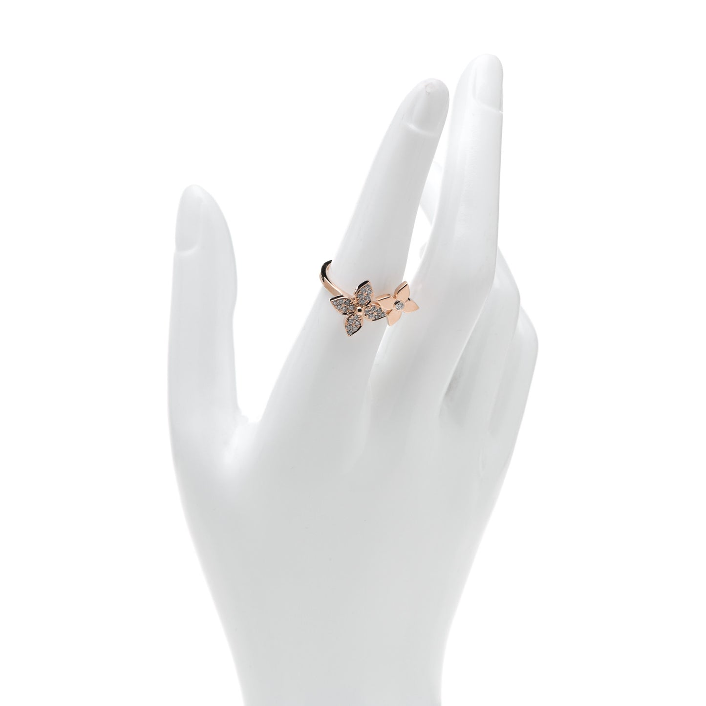 18K Pink Gold Diamond Star Blossom Ring 54 7