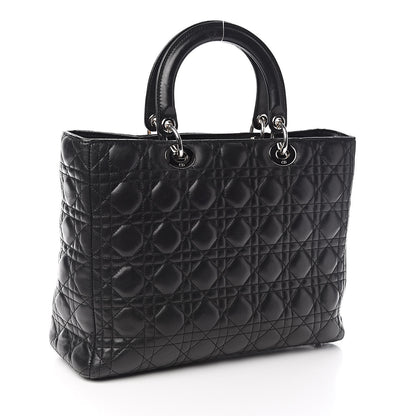 Christian Dior Lambskin Cannage Large Lady Dior Black 3 of 16