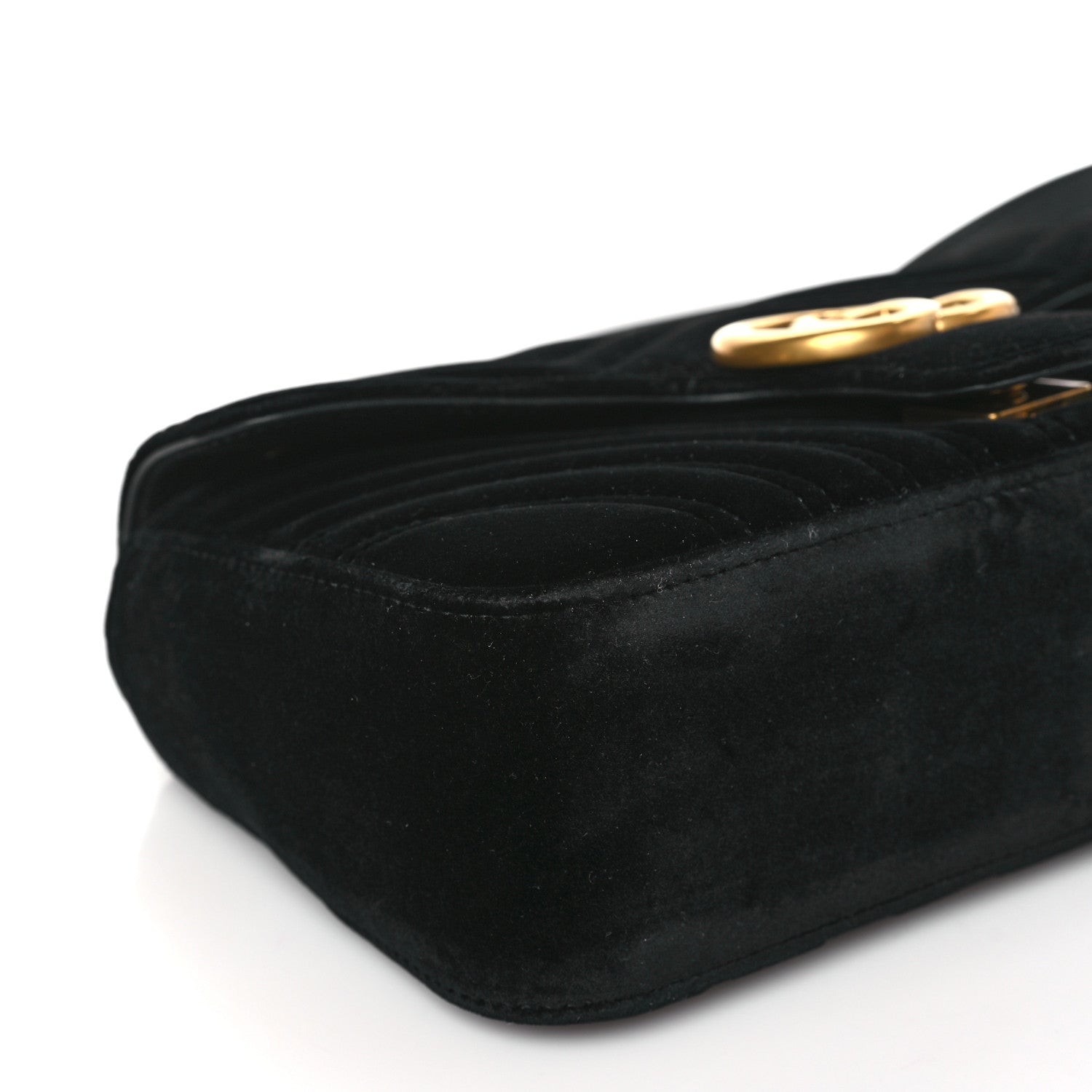 Gucci Velvet Matelasse Small GG Marmont Shoulder Bag Black 8 of 9