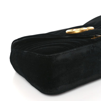 Gucci Velvet Matelasse Small GG Marmont Shoulder Bag Black 8 of 9