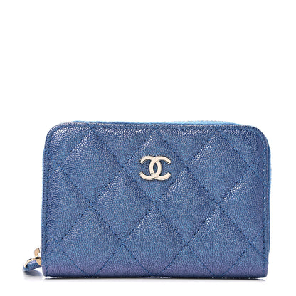 Chanel Iridescent Caviar Quilted Zip Around Coin Purse Dark Blue 1 of 6